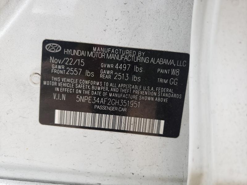 Photo 9 VIN: 5NPE34AF2GH351951 - HYUNDAI SONATA SPO 