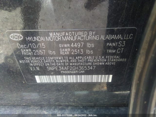 Photo 8 VIN: 5NPE34AF2GH365347 - HYUNDAI SONATA 