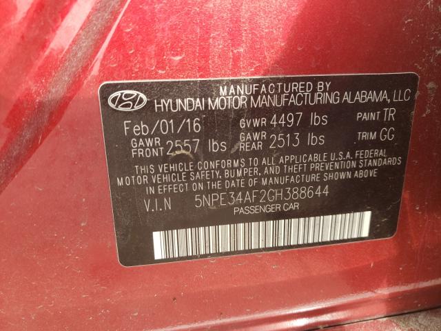 Photo 9 VIN: 5NPE34AF2GH388644 - HYUNDAI SONATA 