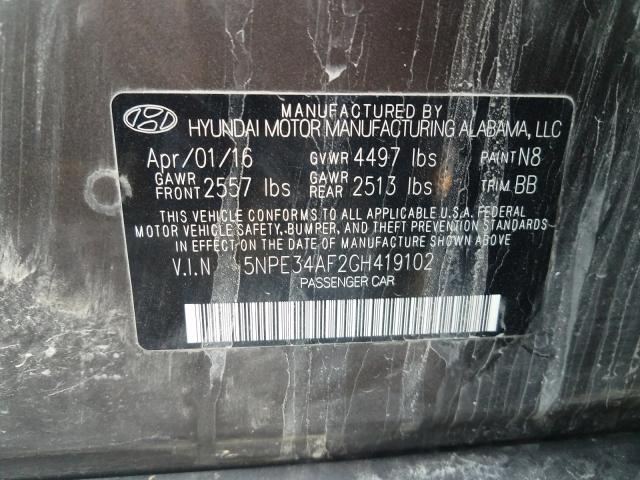 Photo 9 VIN: 5NPE34AF2GH419102 - HYUNDAI SONATA 