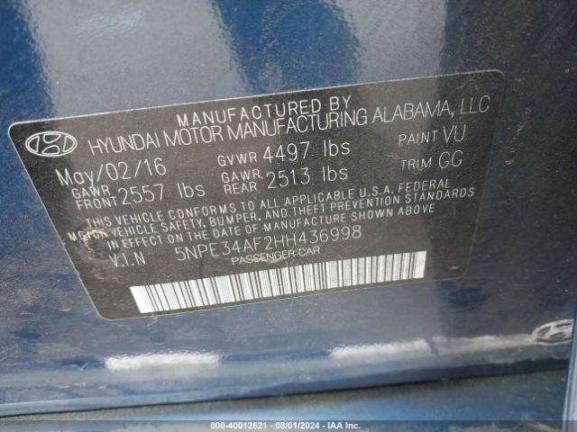 Photo 8 VIN: 5NPE34AF2HH436998 - HYUNDAI SONATA 