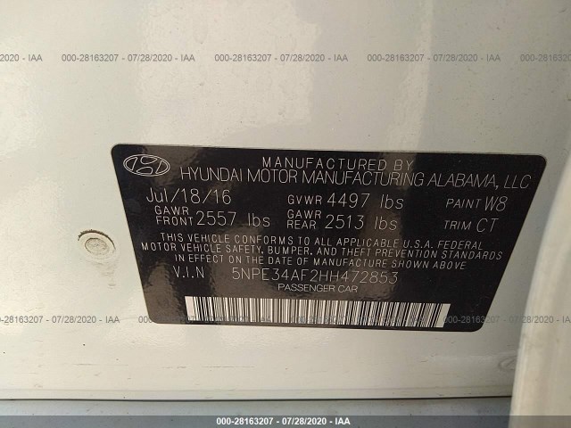 Photo 8 VIN: 5NPE34AF2HH472853 - HYUNDAI SONATA 