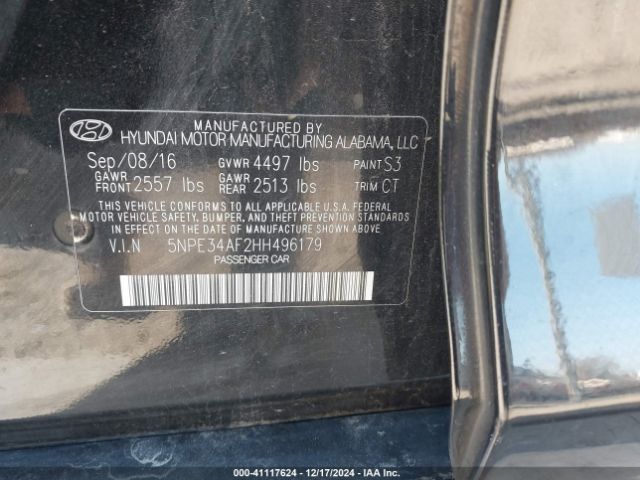 Photo 8 VIN: 5NPE34AF2HH496179 - HYUNDAI SONATA 