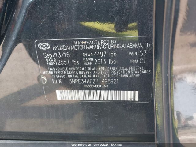 Photo 8 VIN: 5NPE34AF2HH498921 - HYUNDAI SONATA 