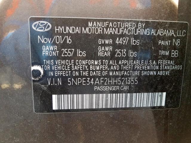 Photo 9 VIN: 5NPE34AF2HH521355 - HYUNDAI SONATA SPO 