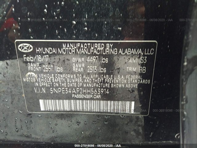 Photo 8 VIN: 5NPE34AF2HH563914 - HYUNDAI SONATA 