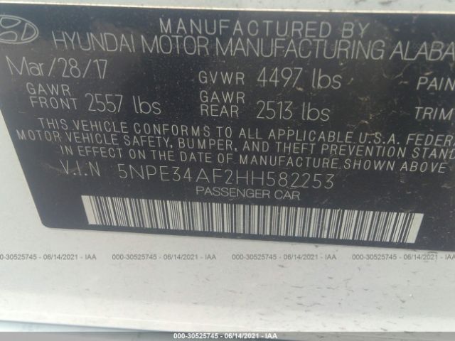 Photo 8 VIN: 5NPE34AF2HH582253 - HYUNDAI SONATA 