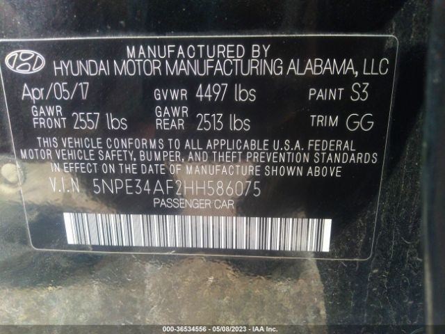 Photo 8 VIN: 5NPE34AF2HH586075 - HYUNDAI SONATA 