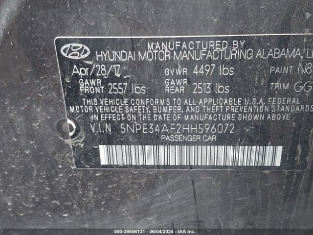 Photo 8 VIN: 5NPE34AF2HH596072 - HYUNDAI SONATA 