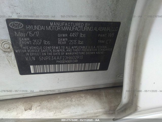 Photo 8 VIN: 5NPE34AF2JH602913 - HYUNDAI SONATA 