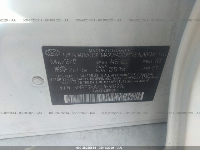 Photo 8 VIN: 5NPE34AF2JH602930 - HYUNDAI SONATA 