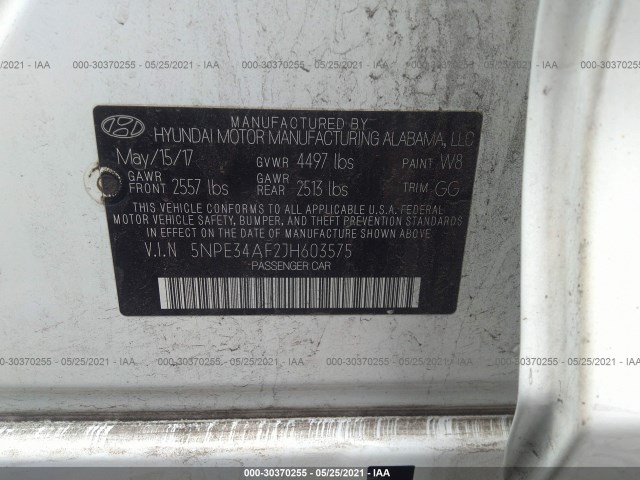 Photo 8 VIN: 5NPE34AF2JH603575 - HYUNDAI SONATA 