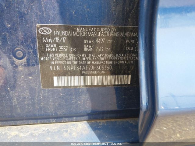 Photo 8 VIN: 5NPE34AF2JH605360 - HYUNDAI SONATA 