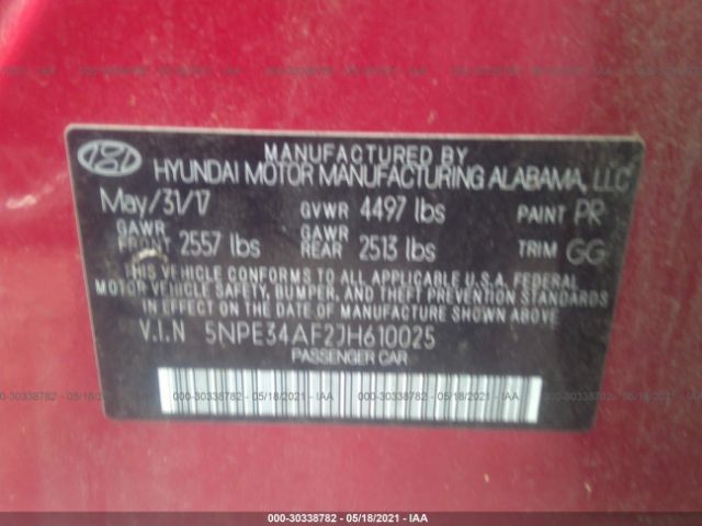 Photo 8 VIN: 5NPE34AF2JH610025 - HYUNDAI SONATA 