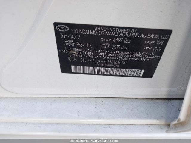 Photo 8 VIN: 5NPE34AF2JH616598 - HYUNDAI SONATA 