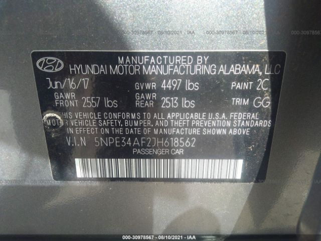 Photo 8 VIN: 5NPE34AF2JH618562 - HYUNDAI SONATA 