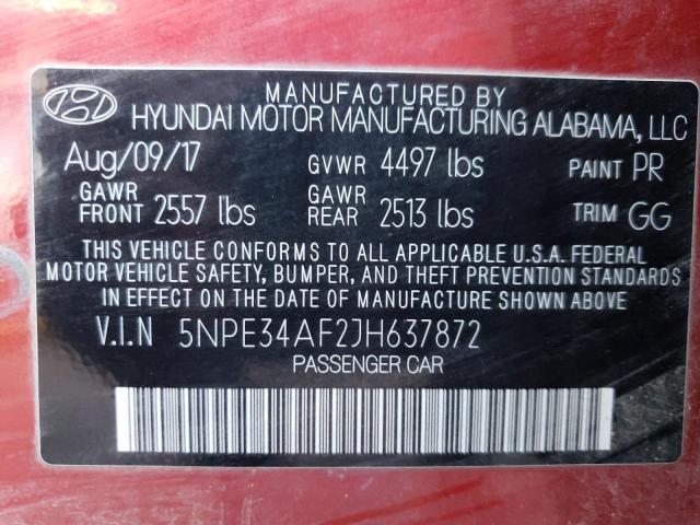 Photo 12 VIN: 5NPE34AF2JH637872 - HYUNDAI SONATA SPO 