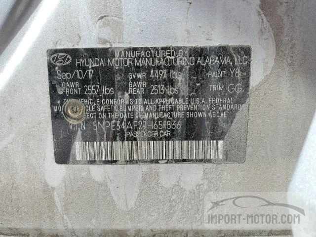 Photo 12 VIN: 5NPE34AF2JH651836 - HYUNDAI SONATA 