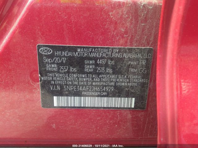 Photo 8 VIN: 5NPE34AF2JH654929 - HYUNDAI SONATA 