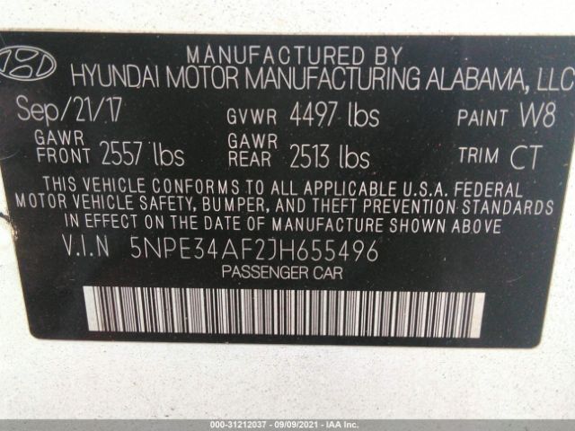 Photo 8 VIN: 5NPE34AF2JH655496 - HYUNDAI SONATA 