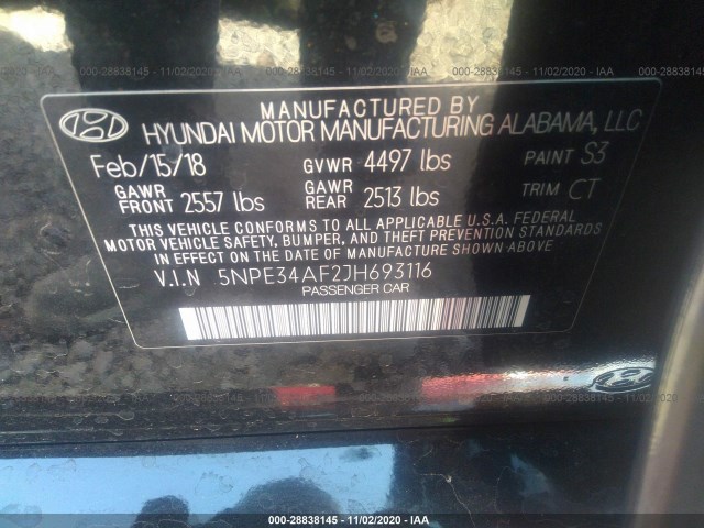 Photo 8 VIN: 5NPE34AF2JH693116 - HYUNDAI SONATA 