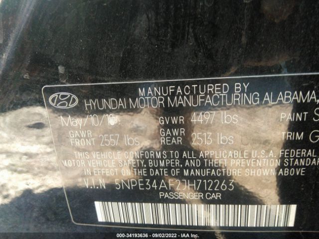 Photo 8 VIN: 5NPE34AF2JH712263 - HYUNDAI SONATA 