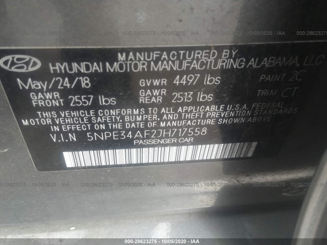 Photo 8 VIN: 5NPE34AF2JH717558 - HYUNDAI SONATA 