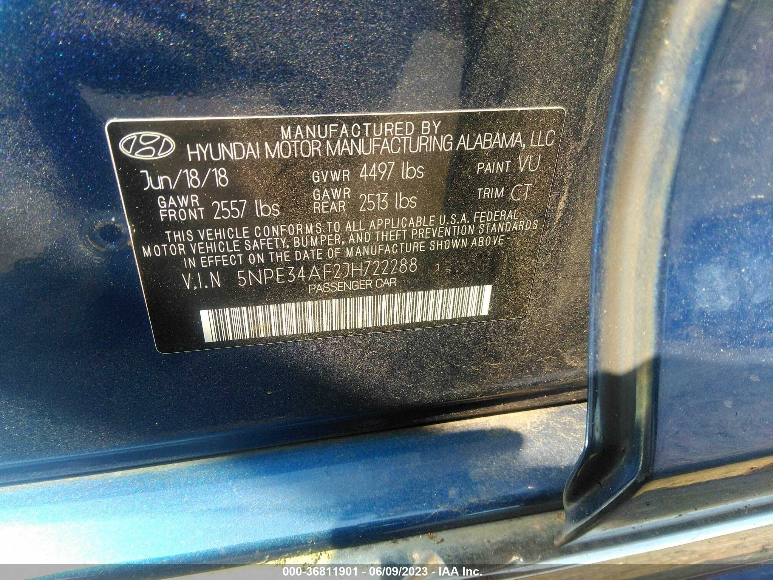 Photo 8 VIN: 5NPE34AF2JH722288 - HYUNDAI SONATA 