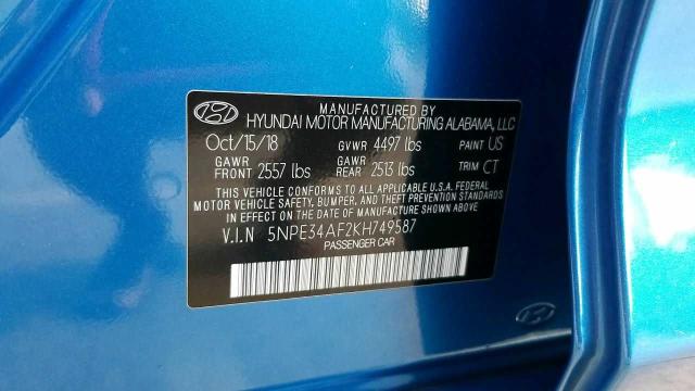 Photo 9 VIN: 5NPE34AF2KH749587 - HYUNDAI SONATA LIM 