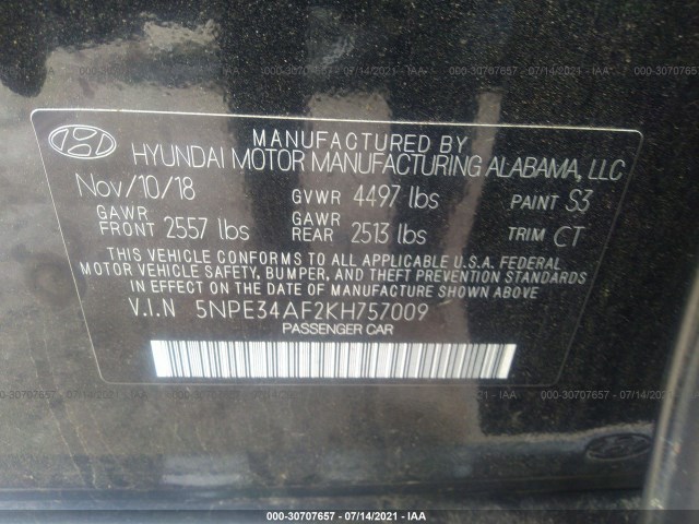 Photo 8 VIN: 5NPE34AF2KH757009 - HYUNDAI SONATA 