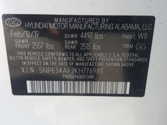 Photo 9 VIN: 5NPE34AF2KH776983 - HYUNDAI SONATA LIM 