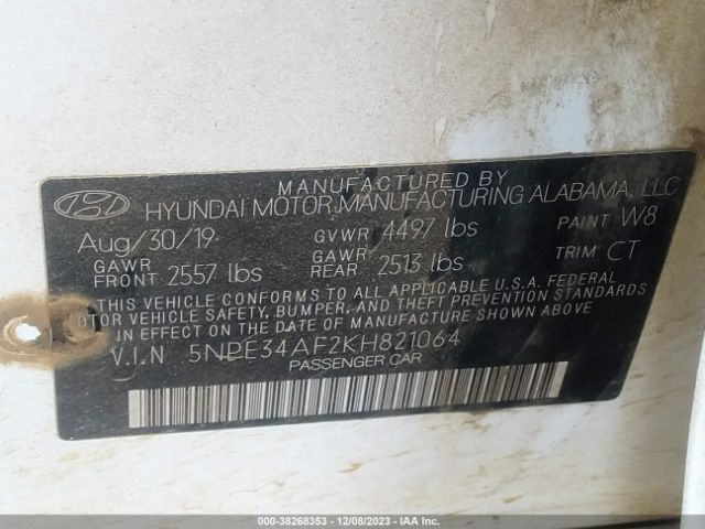 Photo 8 VIN: 5NPE34AF2KH821064 - HYUNDAI SONATA 