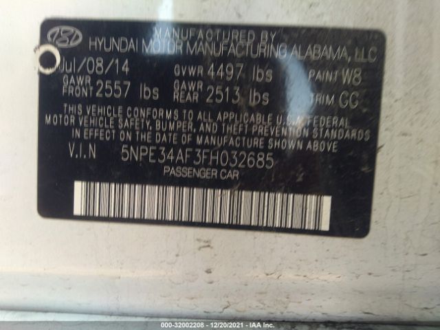 Photo 8 VIN: 5NPE34AF3FH032685 - HYUNDAI SONATA 