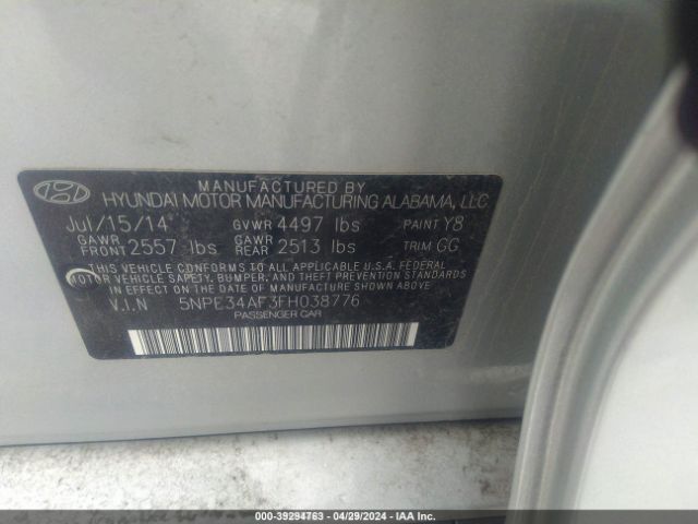 Photo 8 VIN: 5NPE34AF3FH038776 - HYUNDAI SONATA 