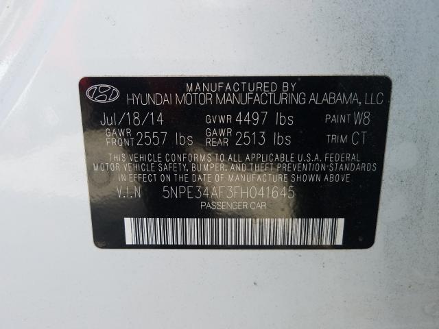 Photo 9 VIN: 5NPE34AF3FH041645 - HYUNDAI SONATA SPO 