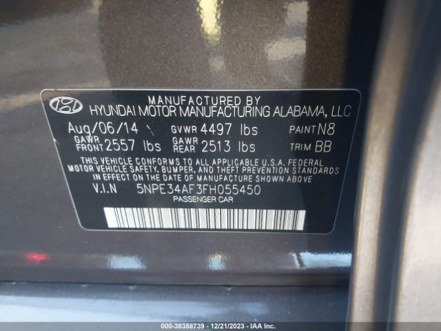 Photo 8 VIN: 5NPE34AF3FH055450 - HYUNDAI SONATA 