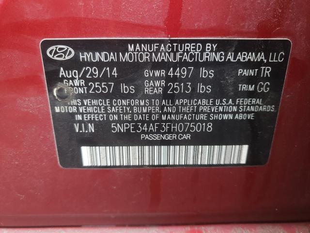 Photo 9 VIN: 5NPE34AF3FH075018 - HYUNDAI SONATA SPO 