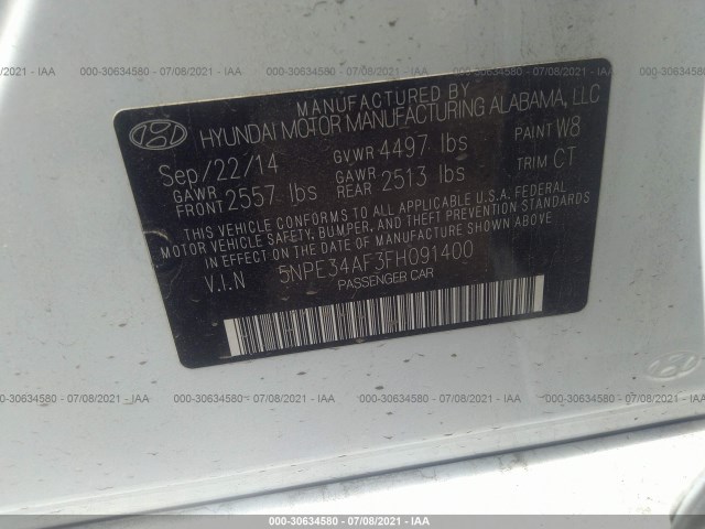 Photo 8 VIN: 5NPE34AF3FH091400 - HYUNDAI SONATA 