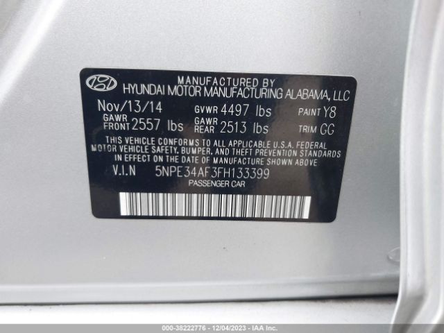 Photo 8 VIN: 5NPE34AF3FH133399 - HYUNDAI SONATA 