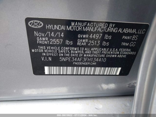 Photo 8 VIN: 5NPE34AF3FH134410 - HYUNDAI SONATA 