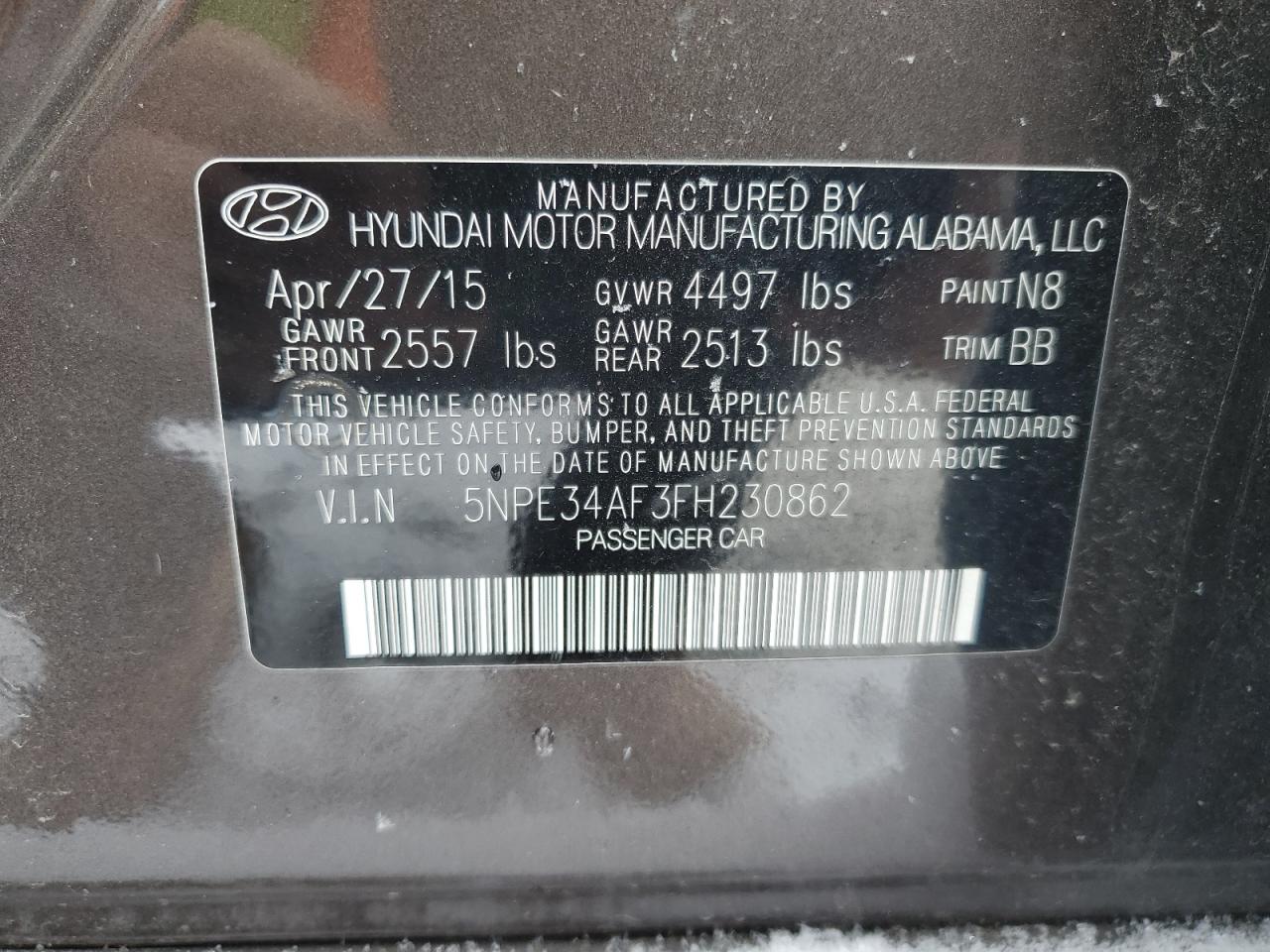 Photo 13 VIN: 5NPE34AF3FH230862 - HYUNDAI SONATA 