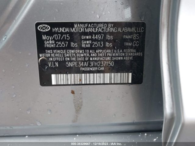 Photo 8 VIN: 5NPE34AF3FH237150 - HYUNDAI SONATA 