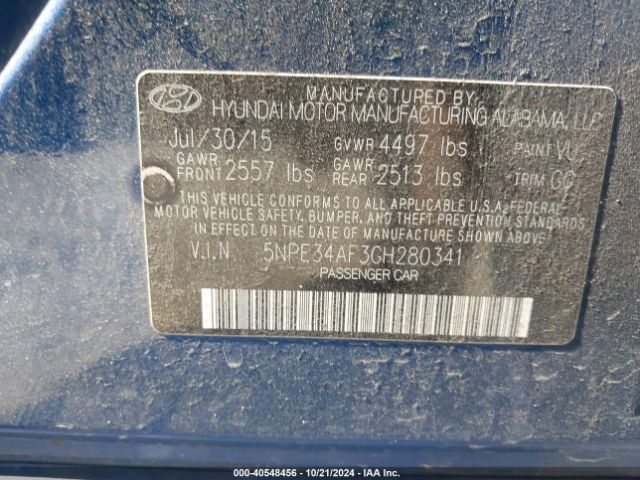 Photo 8 VIN: 5NPE34AF3GH280341 - HYUNDAI SONATA 