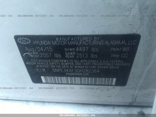 Photo 8 VIN: 5NPE34AF3GH282364 - HYUNDAI SONATA 