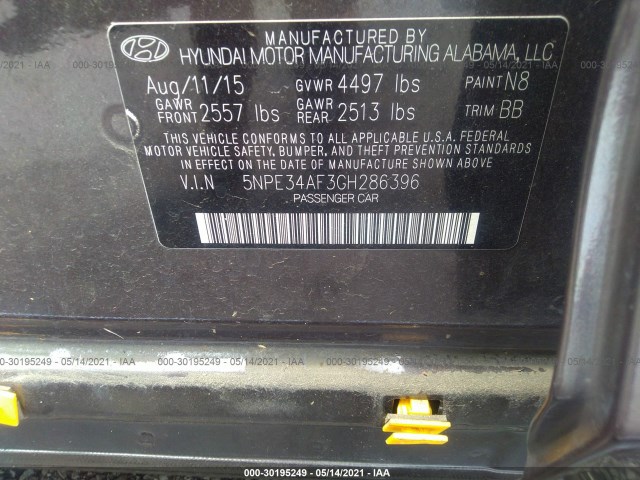 Photo 8 VIN: 5NPE34AF3GH286396 - HYUNDAI SONATA 