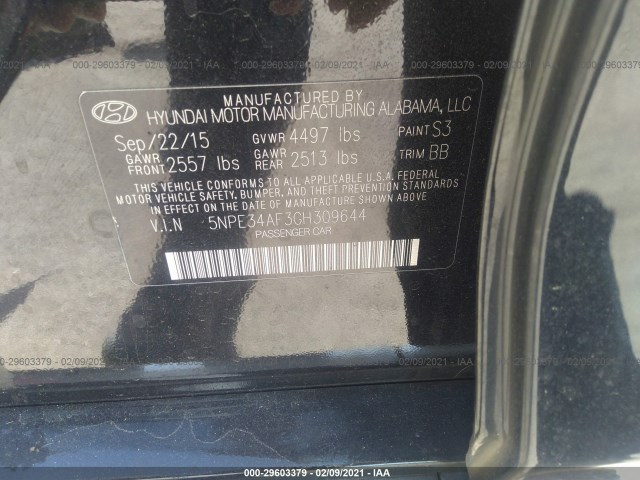 Photo 8 VIN: 5NPE34AF3GH309644 - HYUNDAI SONATA 