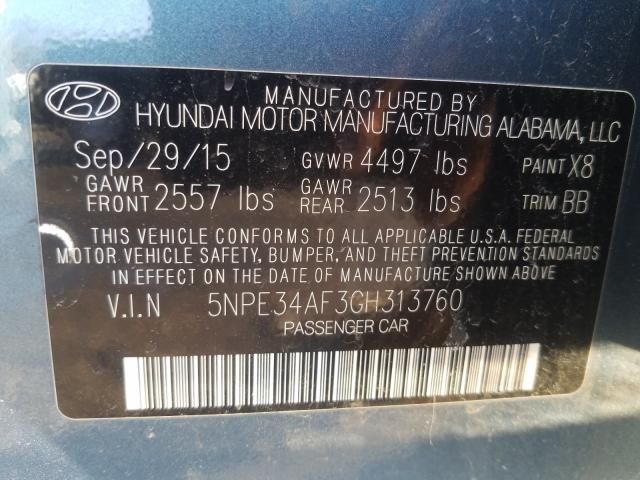 Photo 9 VIN: 5NPE34AF3GH313760 - HYUNDAI SONATA SPO 