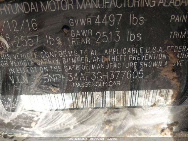 Photo 8 VIN: 5NPE34AF3GH377605 - HYUNDAI SONATA 