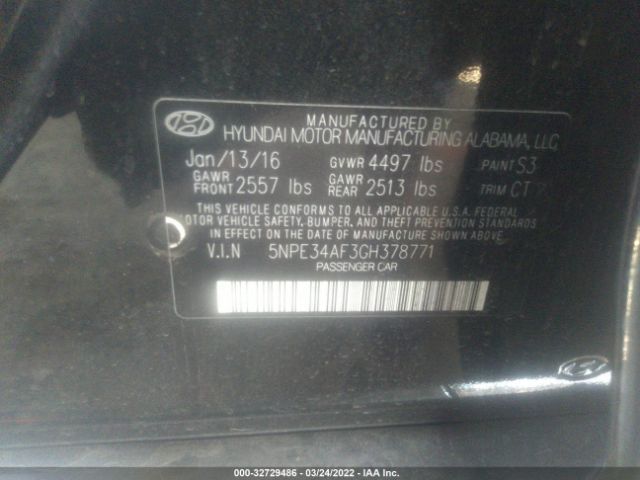 Photo 8 VIN: 5NPE34AF3GH378771 - HYUNDAI SONATA 