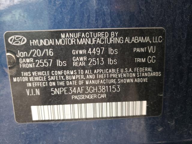 Photo 9 VIN: 5NPE34AF3GH381153 - HYUNDAI SONATA SPO 